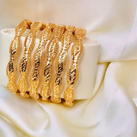 6 golden Bangles Set BazarBareez