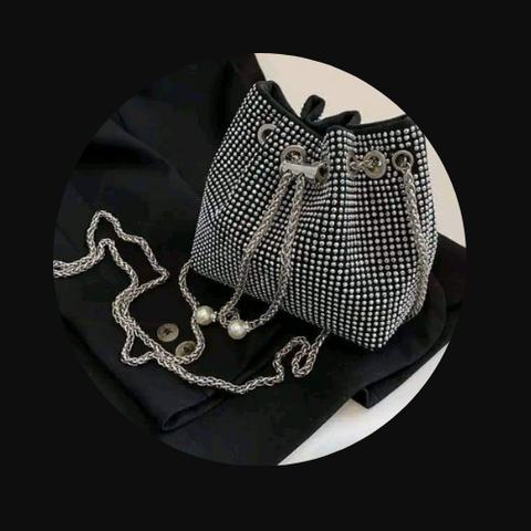 Silver Studed Black Bucket Bag Hot Selling