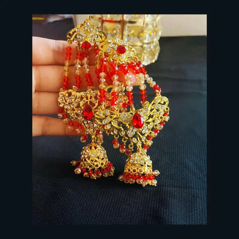 Haidrabadi Earrings Red BazarBareez