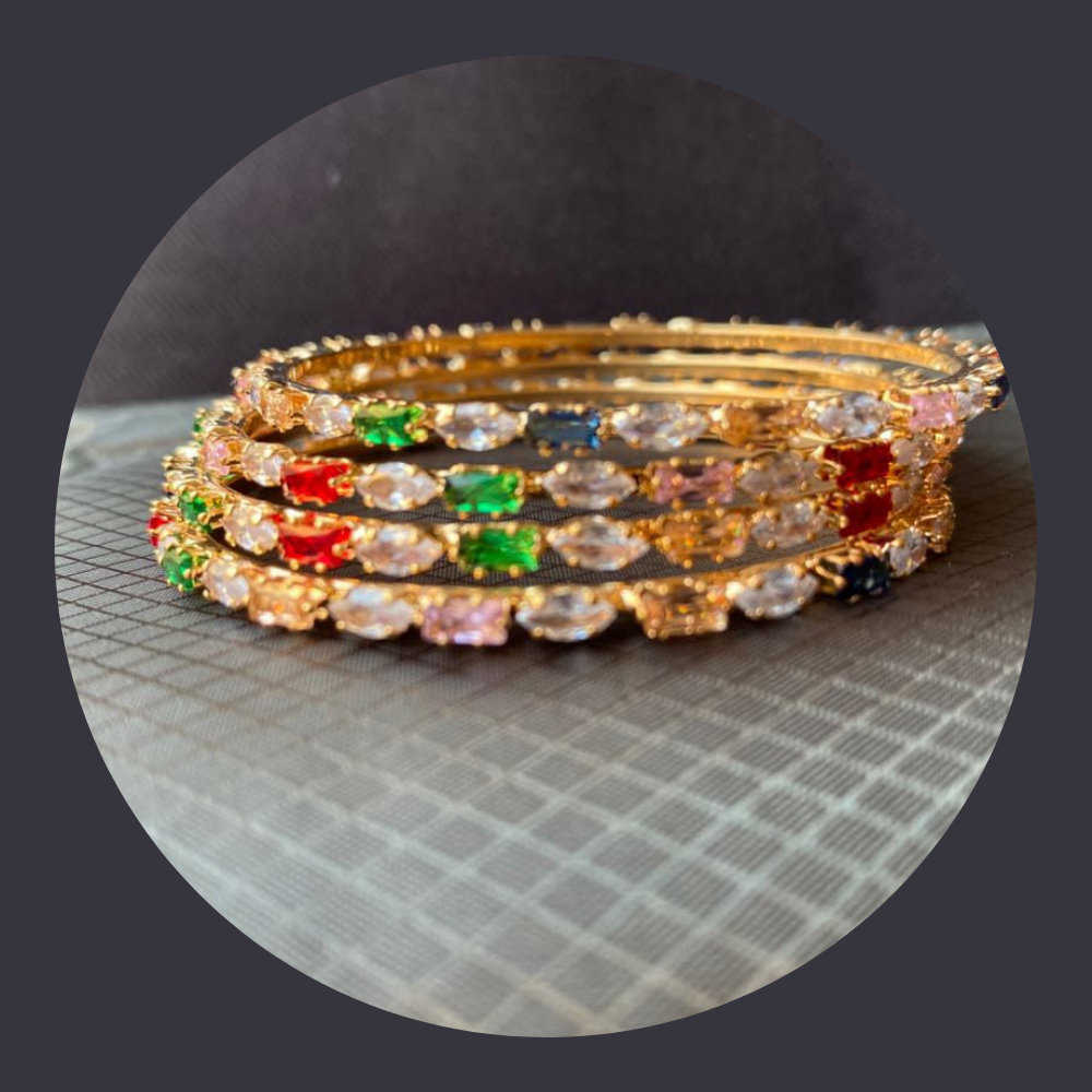 Zircon Gold Plated Bangles