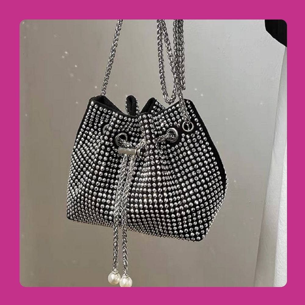 Silver Studed Black Bucket Bag Hot Selling