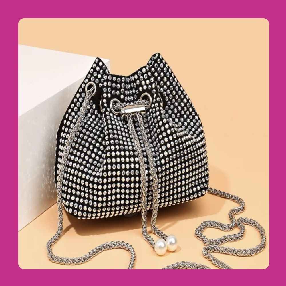 Silver Studed Black Bucket Bag Hot Selling