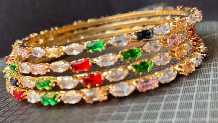 Best Bangles with Zircon - Multicolor Pakistani Bangles Collection