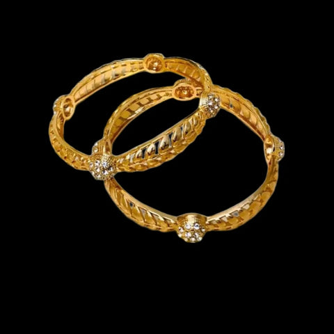 Gold Bangles in Pakistan – Golden Zircon Kara Pair for Timeless Elegance