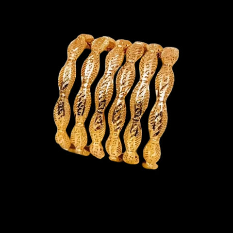 6 Golden Bangles Set – Elegant Jewelry for Women